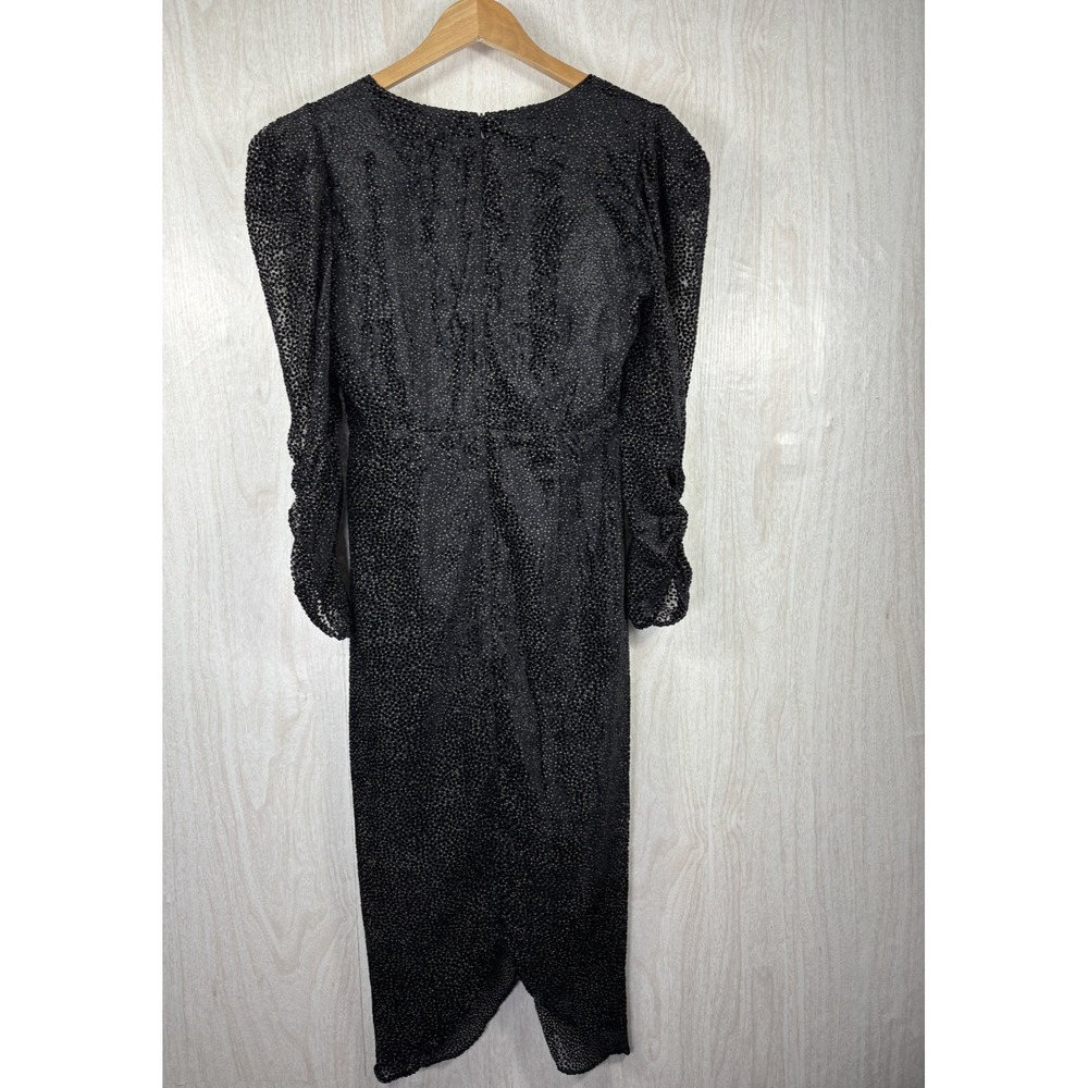ASTR The Label Toulouse Dress Womens M Black Velvet Polka Dot Puff Sleeve Midi - Picture 4 of 9